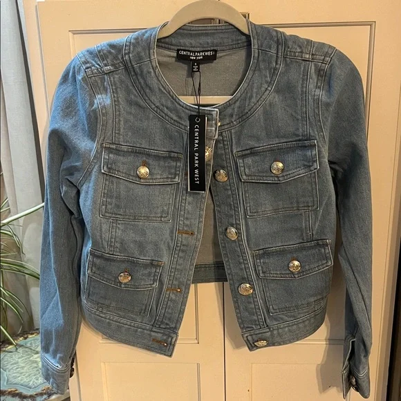 Central Park west Nevada girly collarless denim jacket - NWT sz s - Picture 2 of 6